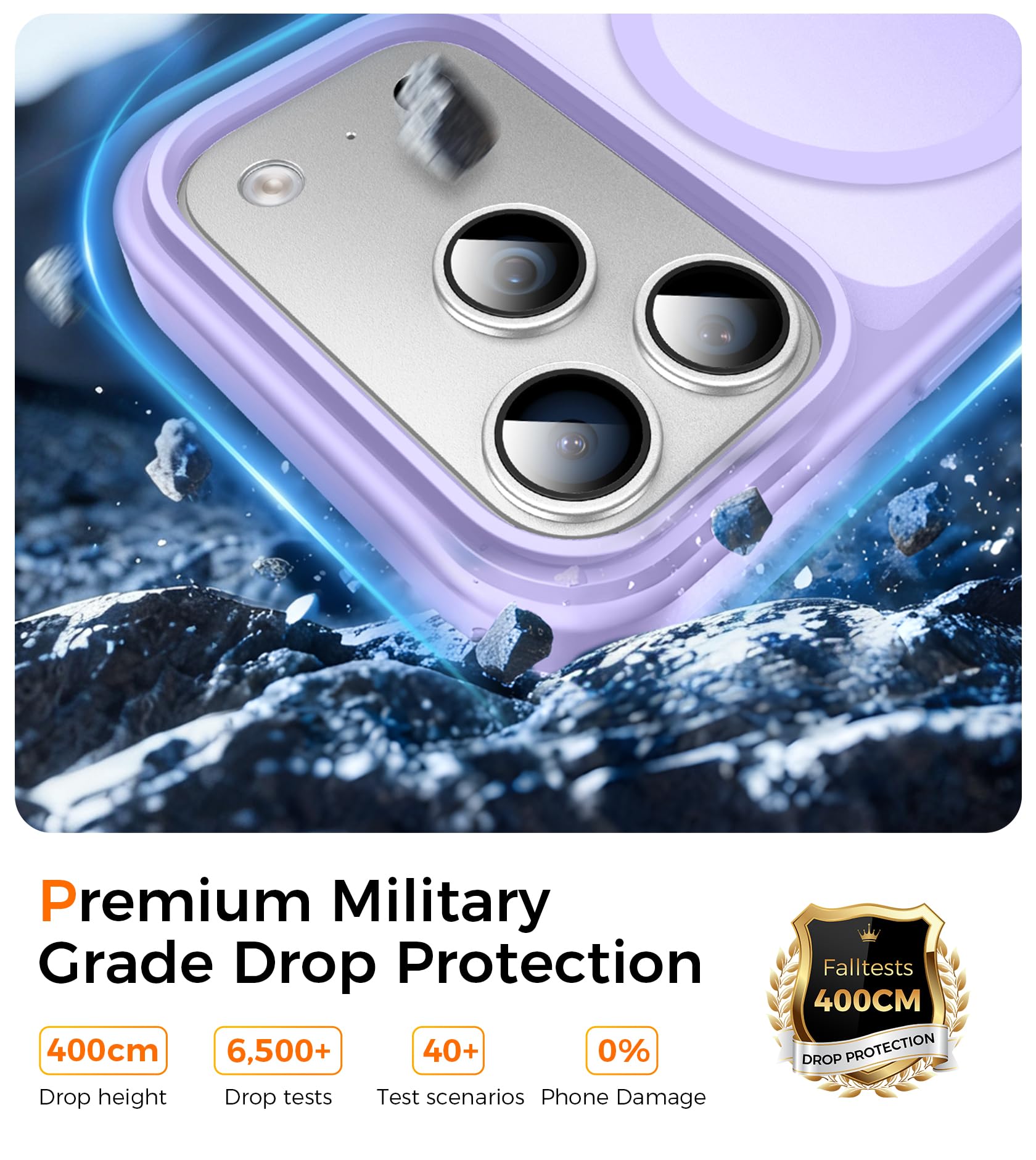 Guisessy Magnetica Cover per iPhone 17 Pro con 2 Vetro Temperato, Custodia per controllo della fotocamera, Compatibile con MagSafe, Hard PC Anti-Graffio Protettiva Antiurto - Viola Profondo