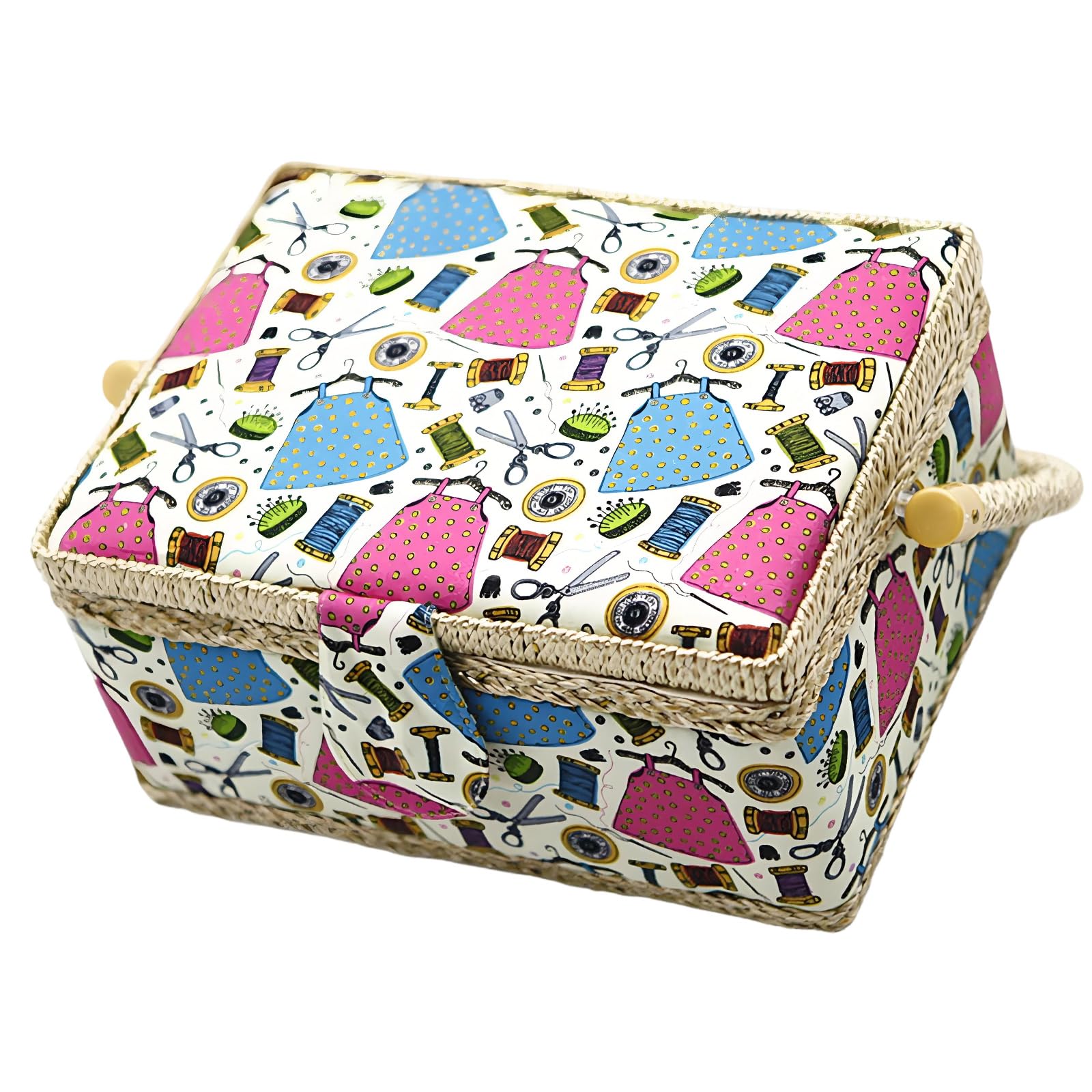 Limtula Wood and Fabric Sewing Organizers with Large Capacity Designs for Keep Thread and Tool Tidying Wooden Thread Storage Box
