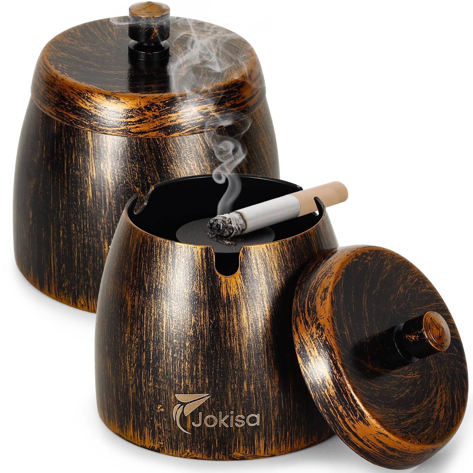 Aschenbecher Mit Deckel Aus Edelstahl - Wind- Und Regensicher Für Innen & Außen