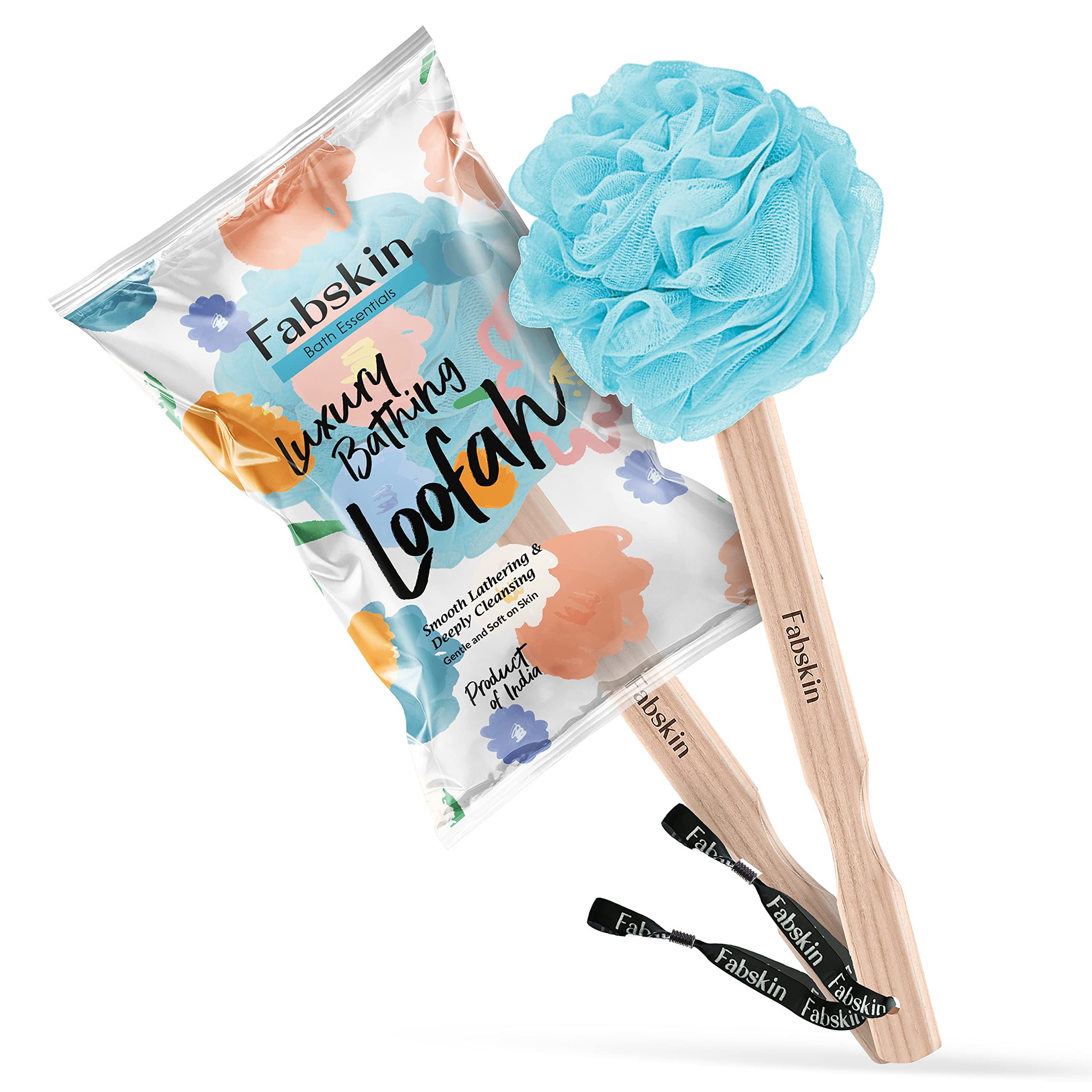 Fabskin Bath Brush Loofah With Wooden Handle | Blue | For Men and Women | Back Bath Scrubber | Loofah For Back Bathing | Made In India-picture-10