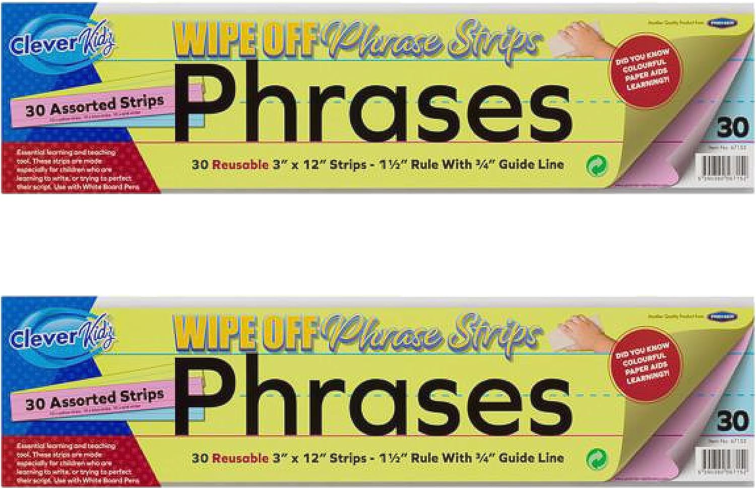 60 Wipe Off Reusuable Sentence Strips 31cm x 7.5cm - Ideal For The ...