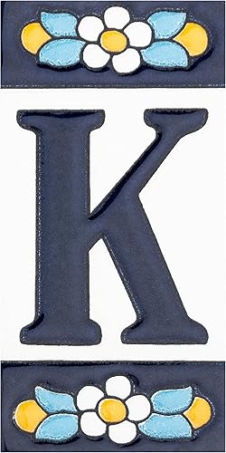 Merola Tile Sevillano Flora Letras de Dirección K 2-18" x 4-38" Azulejo de pared de cerámica