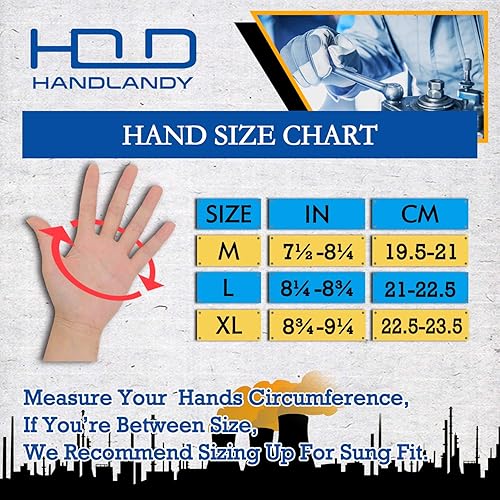 Miniatura 6 de HANDLANDY - Guantes de trabajo para hombre aptas para pantalla táctil, guantes para mecánico flexibles y transpirables, con nudillos y palma