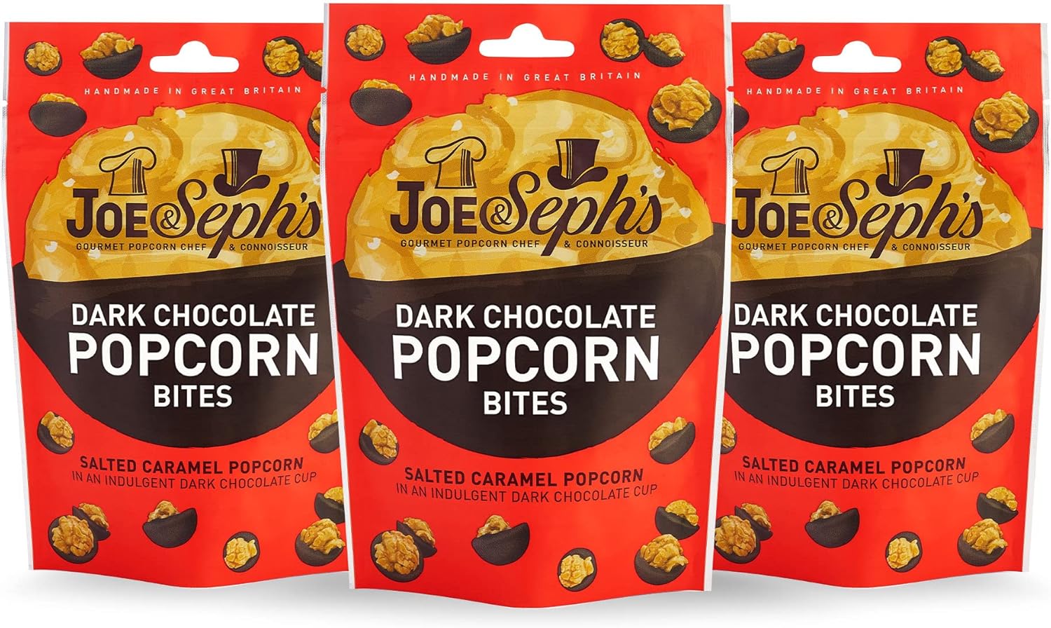 Joe & Seph’s Gourmet Popcorn – Flavored Gourmet Popcorn, Individually Packaged Flavors, Perfect for Gift Sets and Parties (Dark Chocolate - 3 Pack)