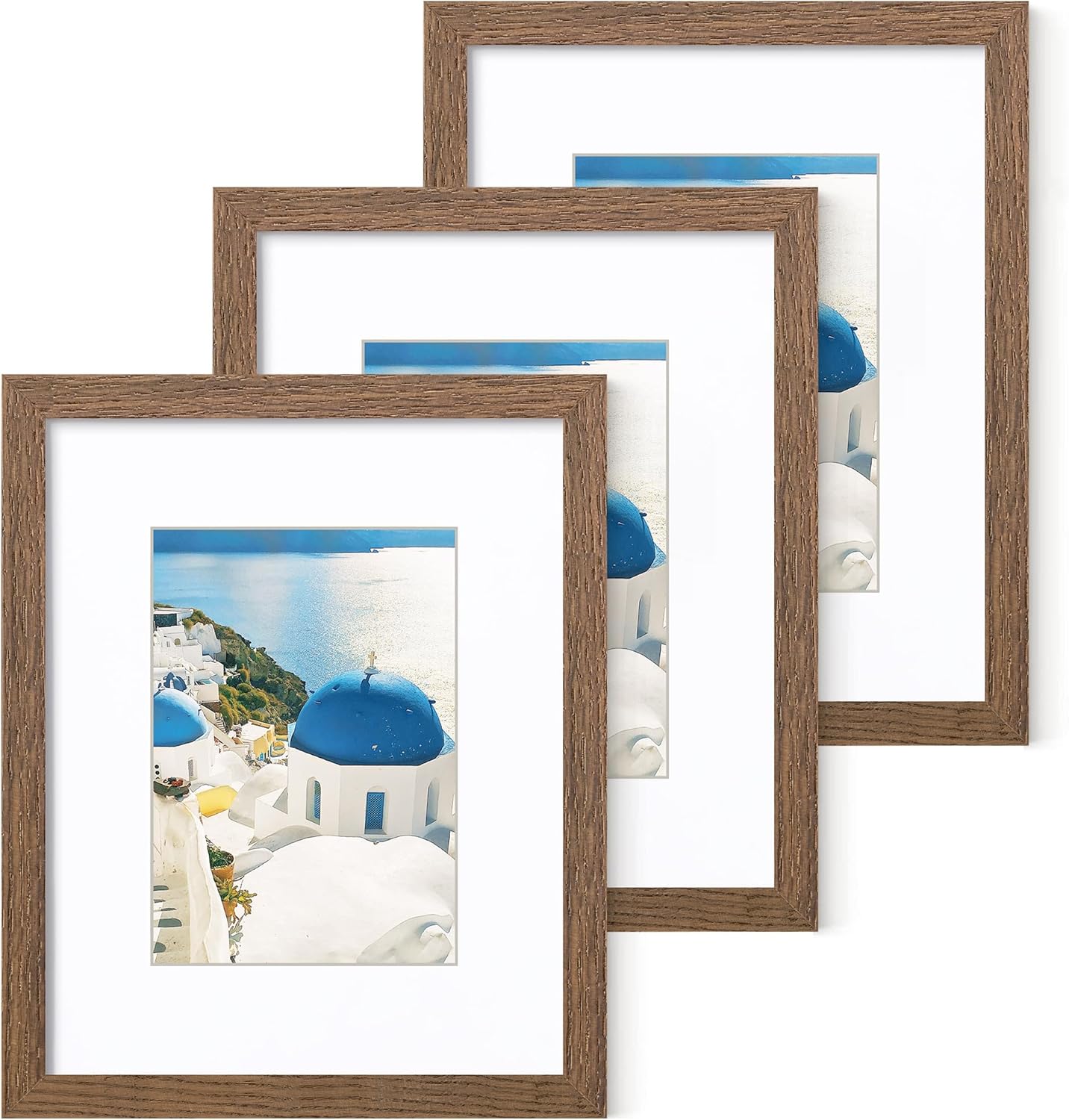 Axeman 8x10 Picture Frame with Mat for 5x7, Solid Oak Wood