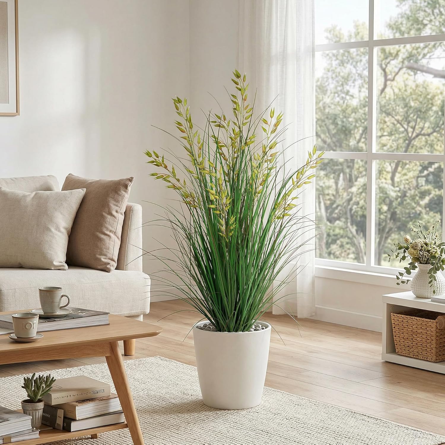 Artificial Plants Artificial Wheat Grass Faux Plants Artificial Grass Plant Fake Green Plants Tall Fake Plants Tall Suitable for Indoor Home Decor Outdoor Porch Terrace Decor（47In 1PCS