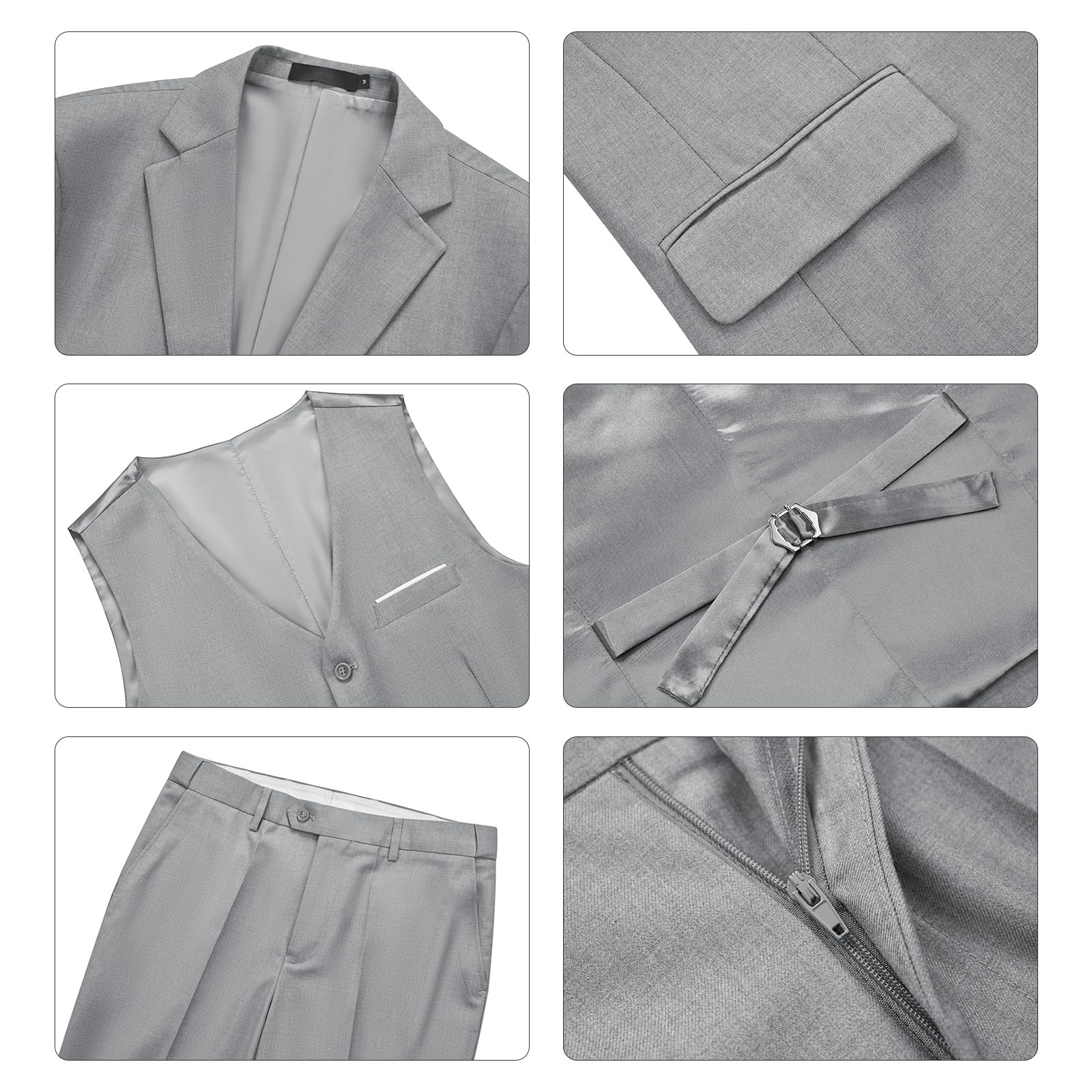 Abiti da Uomo Slim Fit 3 Pezzi Vestito per Uomo Business Formale Completo per Matrimonio con 2 Bottoni Blazer e Pantaloni