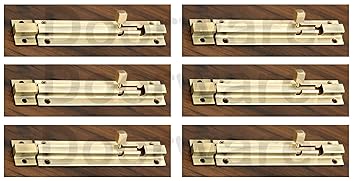 Doorware Classic Brass Antique Tower Bolt for Door and Window Fittings Hardware (6 Inch) -6 Pieces
