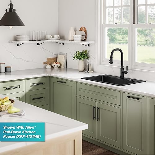 Vista 12 de KRAUS Quarza 31-inch Drop-In/Undermount Single Bowl Granite Kitchen Sink in Black Onyx, KGD-412B Negro Onyx