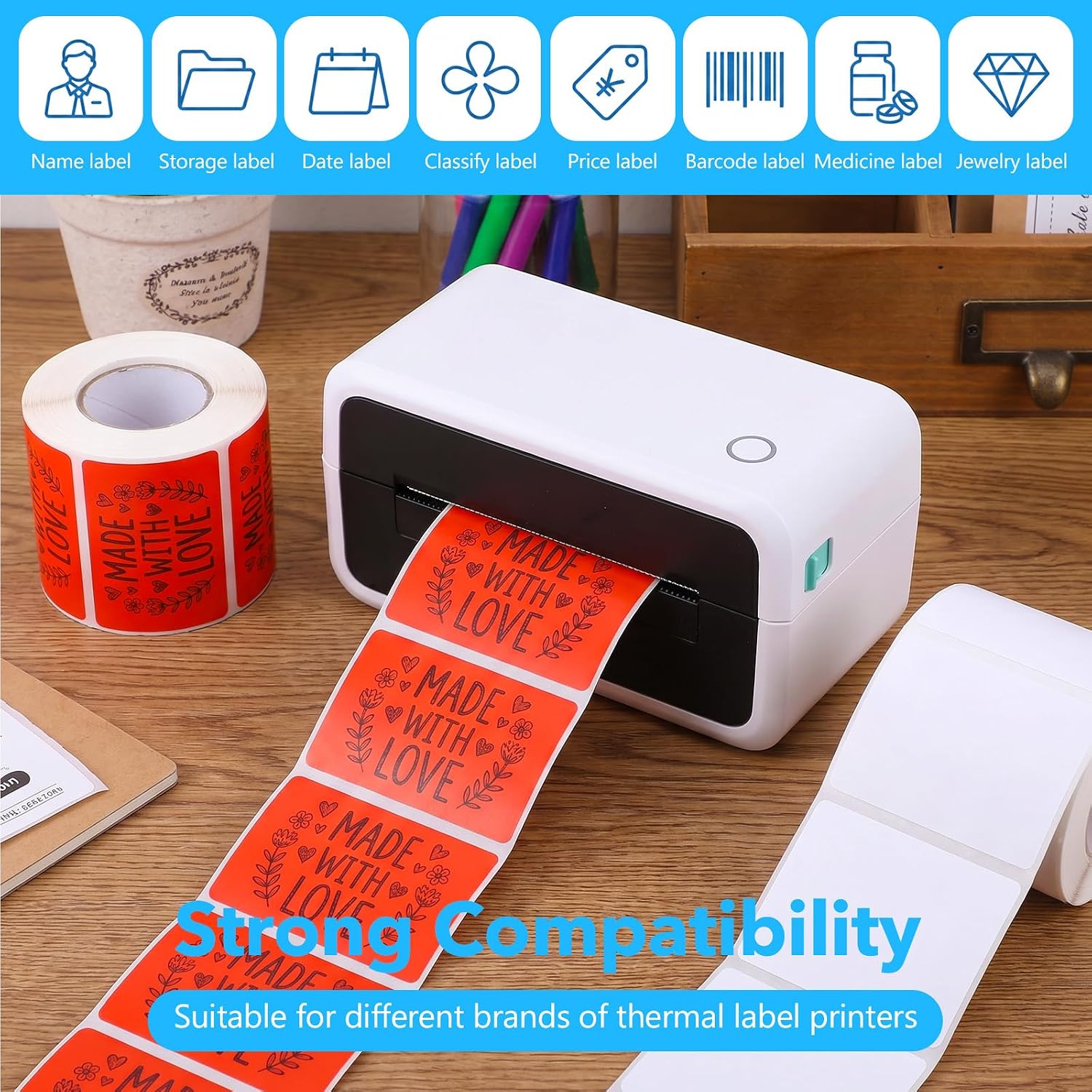 12 Rolls Printer Labels, 2640 Pieces Thermal Stickers image 3