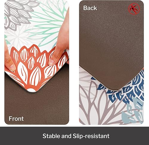 Miniatura 5 de RosieLily Dahlia - Juego de 2 tapetes de cocina, antifatiga, impermeables, de piel de PVC, antideslizantes, cómodos, para estar de pie, para correr,