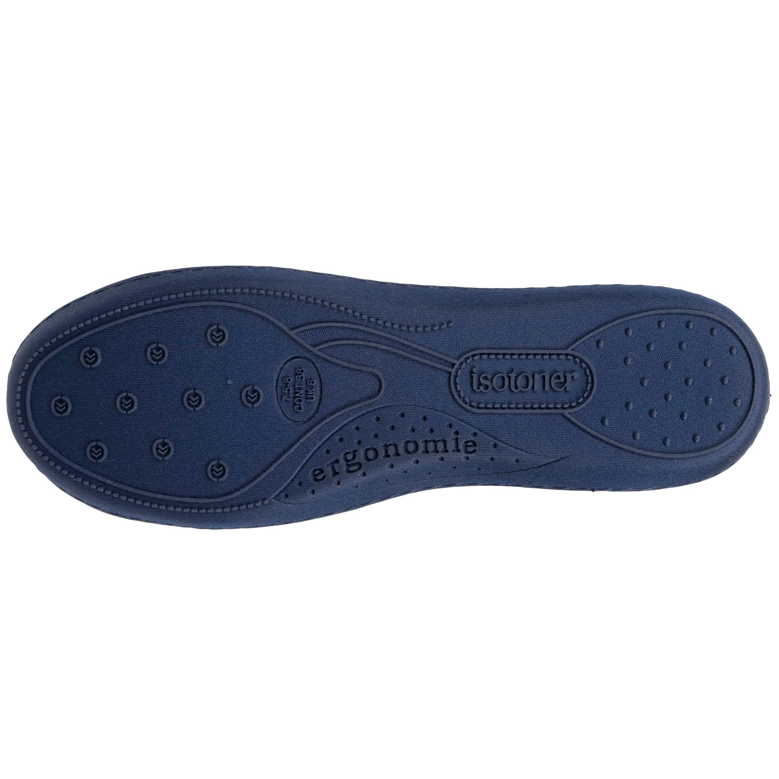 Isotoner Chaussons pantoufles Ballerines femme microvelours semelle ergonomique soutien voûte plantaire,