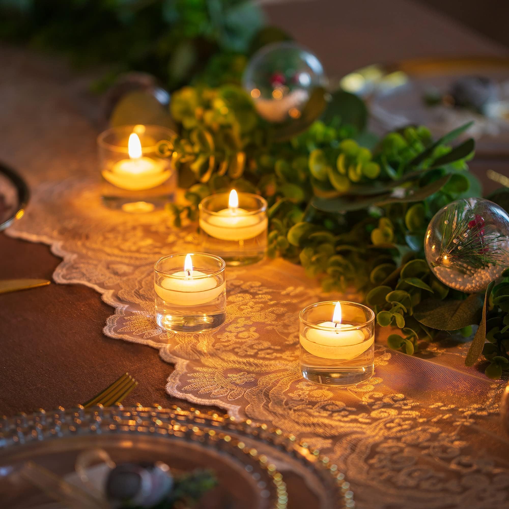 Romadedi Portavelas Cristal para Velas de te - Porta velas pequeñas Juego de 24 Candelabros Decoracion Navidad de Mesa Boda 4,6 x 4 cm