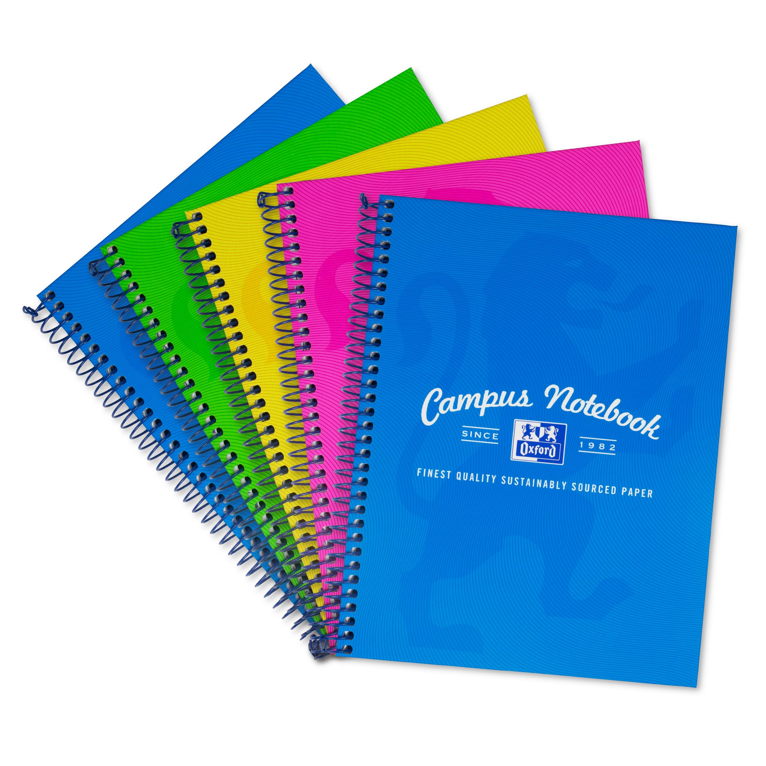 Oxford Touch A5 160 Page Wirebound Hardback Notebook Assorted Colours, Pack of 5 , Multi-Colour