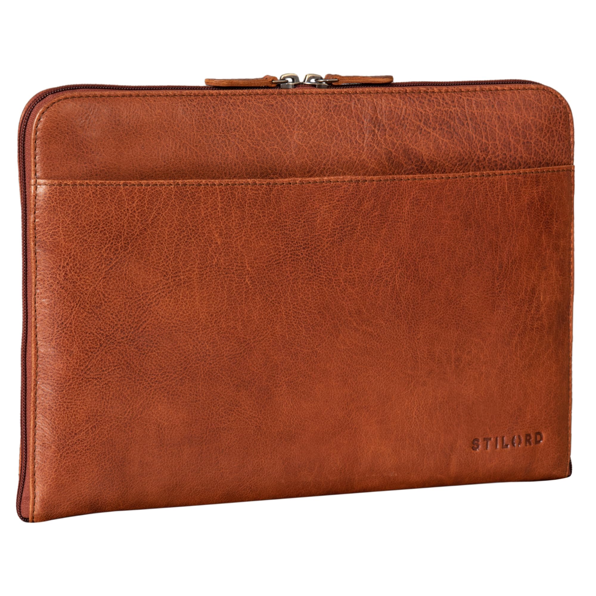 STILORD Troy Funda de Cuero para Portátil de 13,3 Pulgadas Funda Vintage para MacBook o Laptop 13" Carpeta de Documentos Portafolio para Ordenador de Piel Color:maraska - marrón