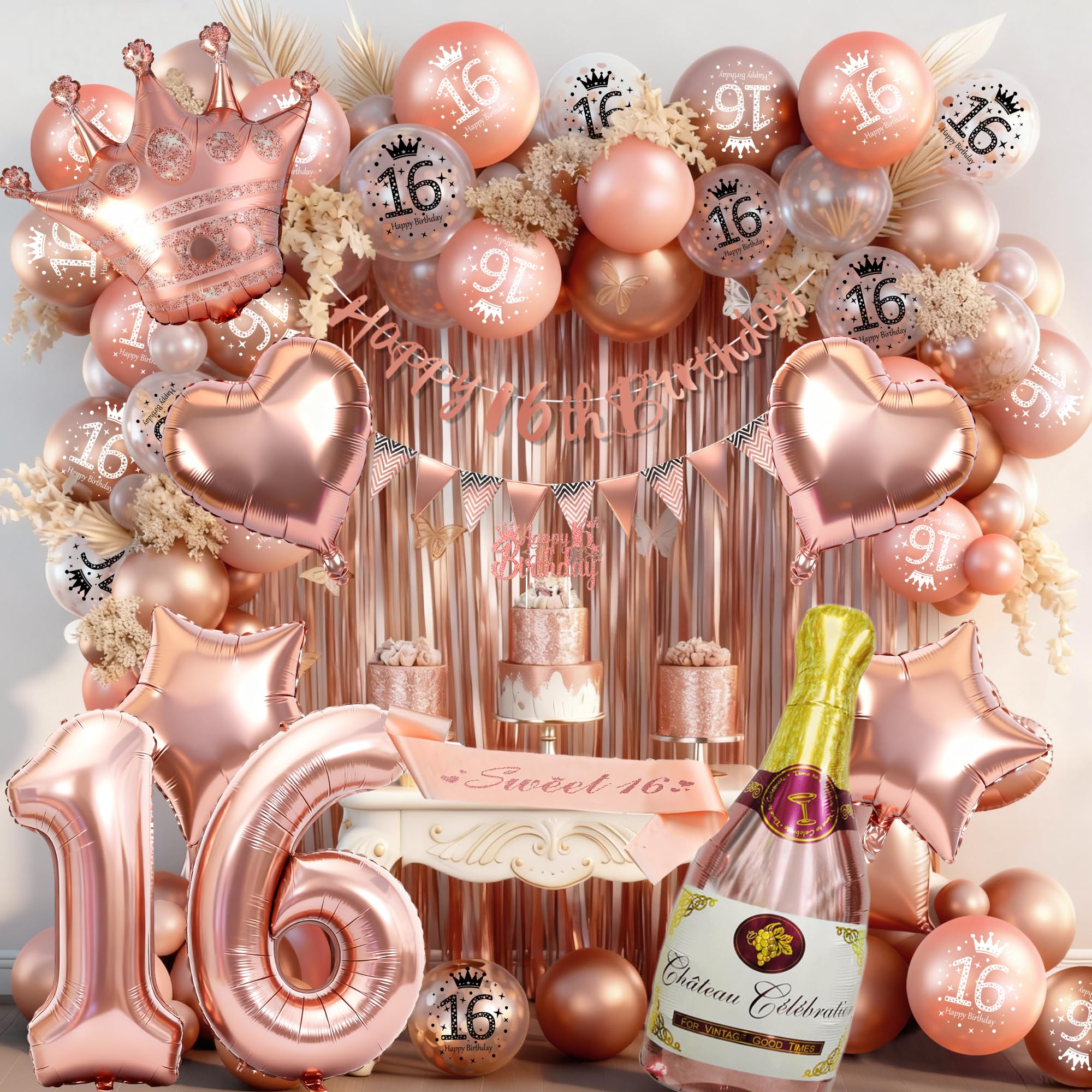 Decorazioni 16 anni compleanno ragazza palloncini 16 anni ragazza compleanno decorazioni, palloncini compleanno 16 anni ragazza oro rosa, Rosegold decorazioni torta compleanno 16 anni ragazza
