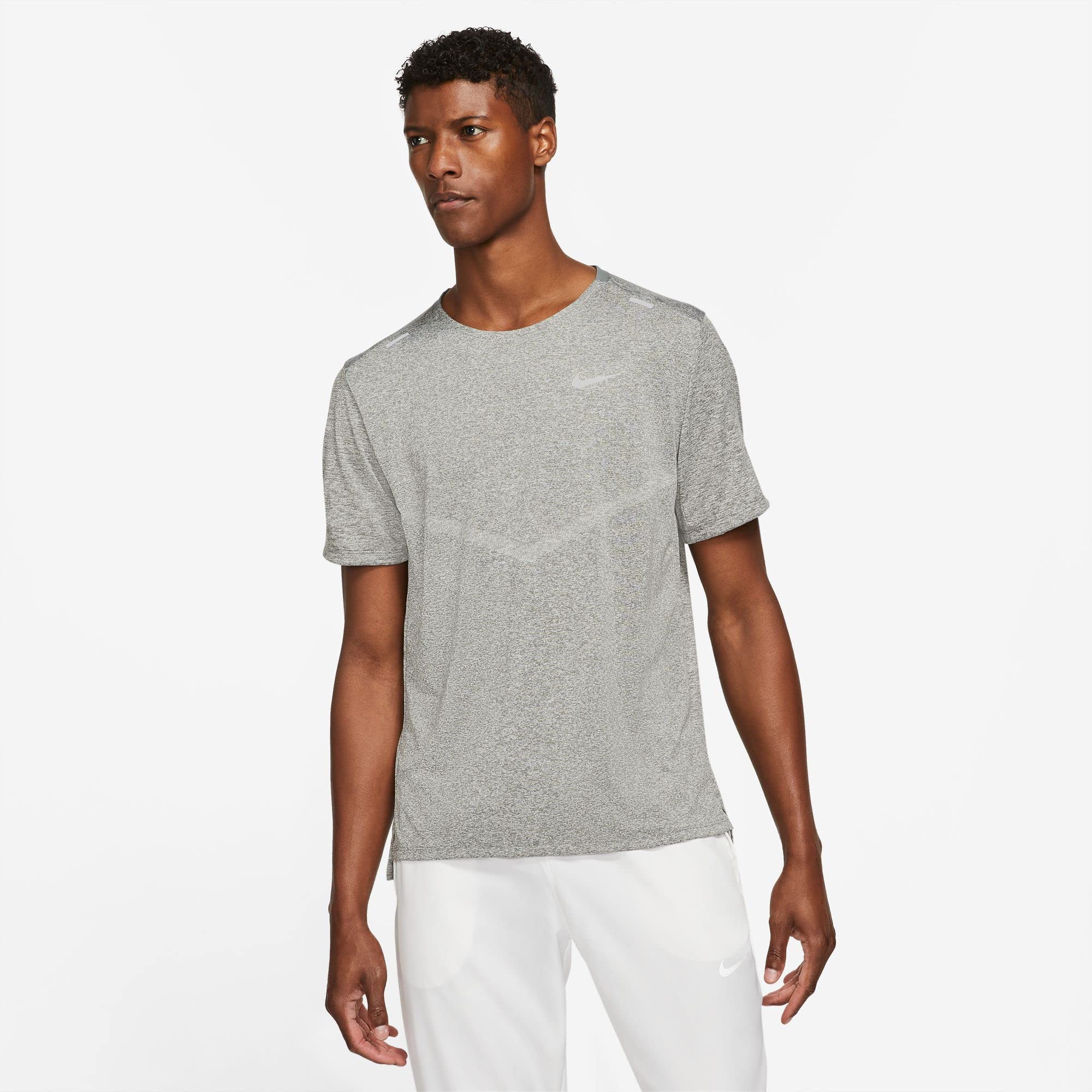 NIKE CZ9184-084 M NK DF RISE 365 SS Sweatshirt Men's Smoke Gray/Htr/Reflective Silv L