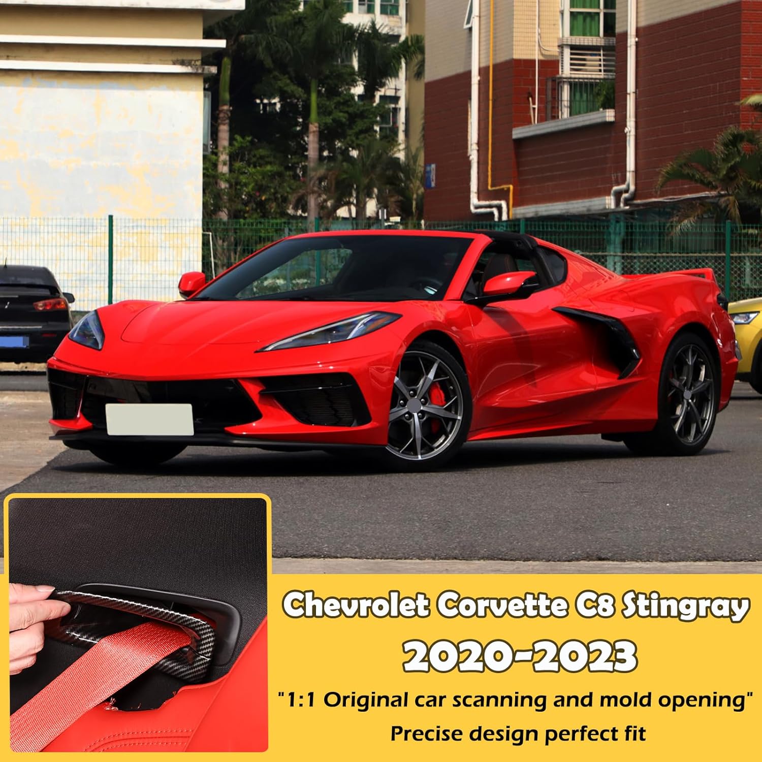 CHEAYAR Car Seat Belt Decorative Cover Trim Compatible with Chevrolet Corvette C8 2020-2023, Seat Belts Brackets molding Look Cover Trims, C8 Accessories 2PCS (Carbon Fiber Pattern)