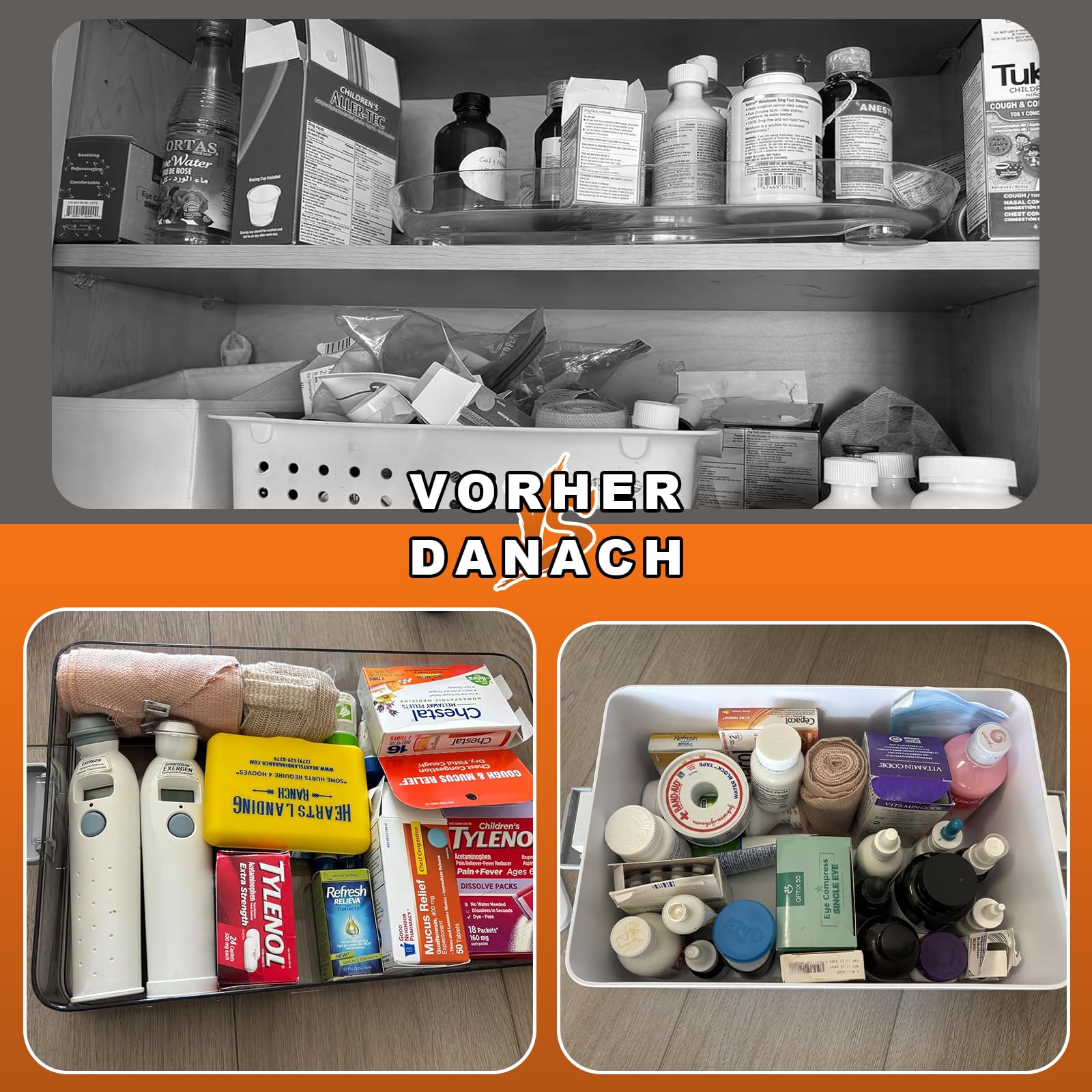IMHO 3-poziomowy organizer na lekarstwa, duży, pusty, apteczka pierwszej pomocy z uchwytem, przenośna walizka do przechowywania w domu, w podróży, samochodzie, na kemping, jako środek zapobiegawczy w