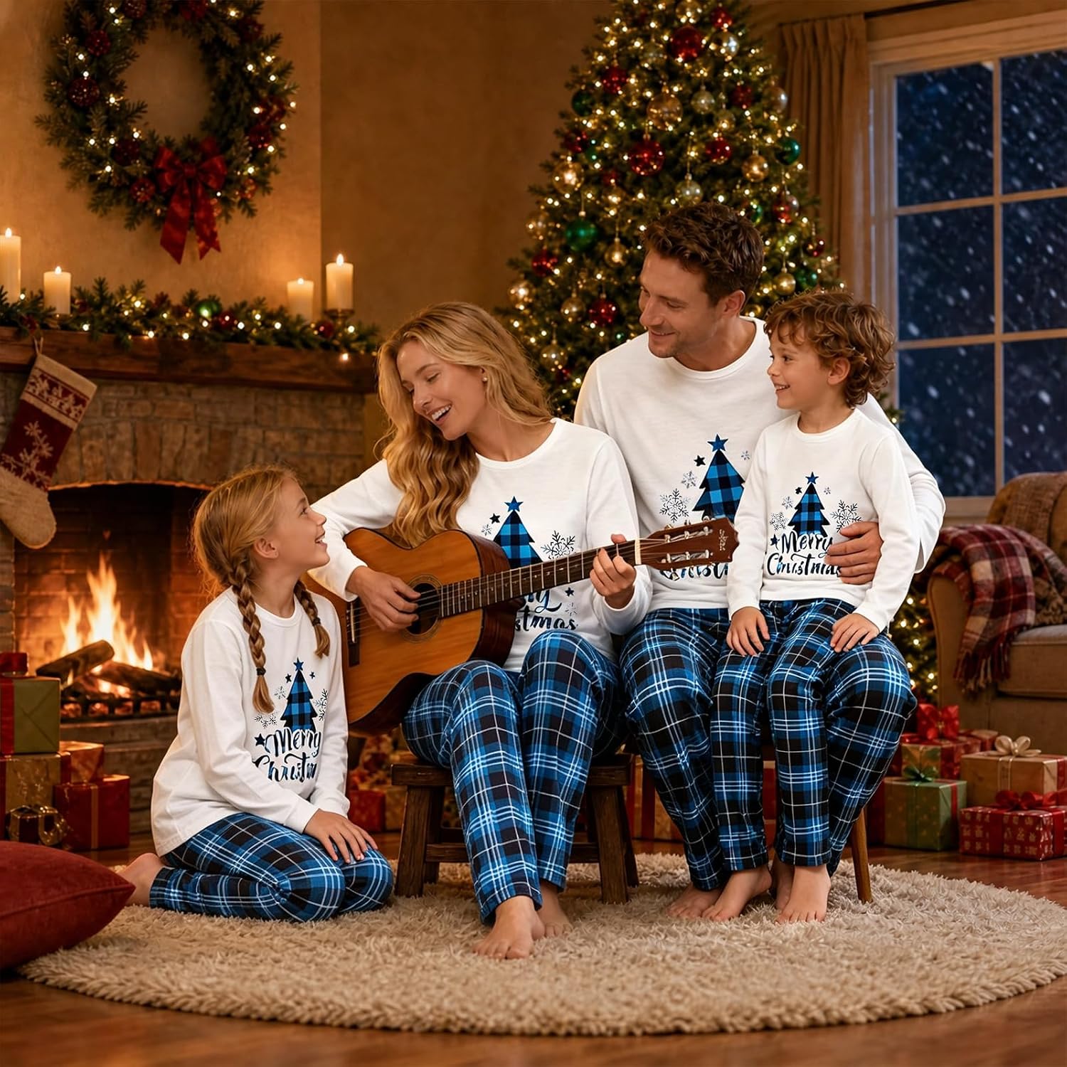 Matching Christmas Pajamas for Family Cute Print Xmas Pajamas Sets