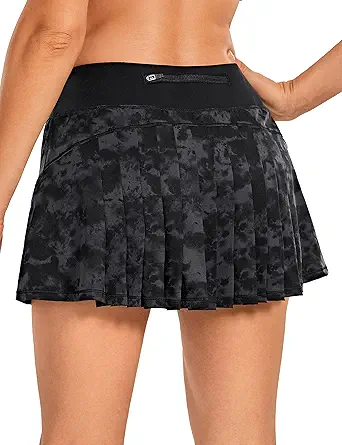 CRZ YOGA Women's Quick Dry Pleated Tennis Skirts Mid Waisted Cute Athletic Workout Running Sports Golf Skorts Volleyball