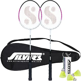 Silver's Aluminium Stricker Badminton Kit (2 Racquets with Full Cover, 1 Box Plastic Shuttlecock Pack of 3)(Pink/Black) Price In India