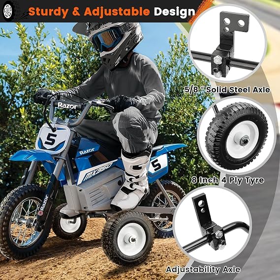 Dirt Bike Training Wheels Compatible with Razor MX125 MX350 MX400 MX500, PW50,Honda XR50 CRF50 Z50 Z50R, TTR50,50cc 49cc Kids' Dirt Bike Training Wheels, Easy to Install Black