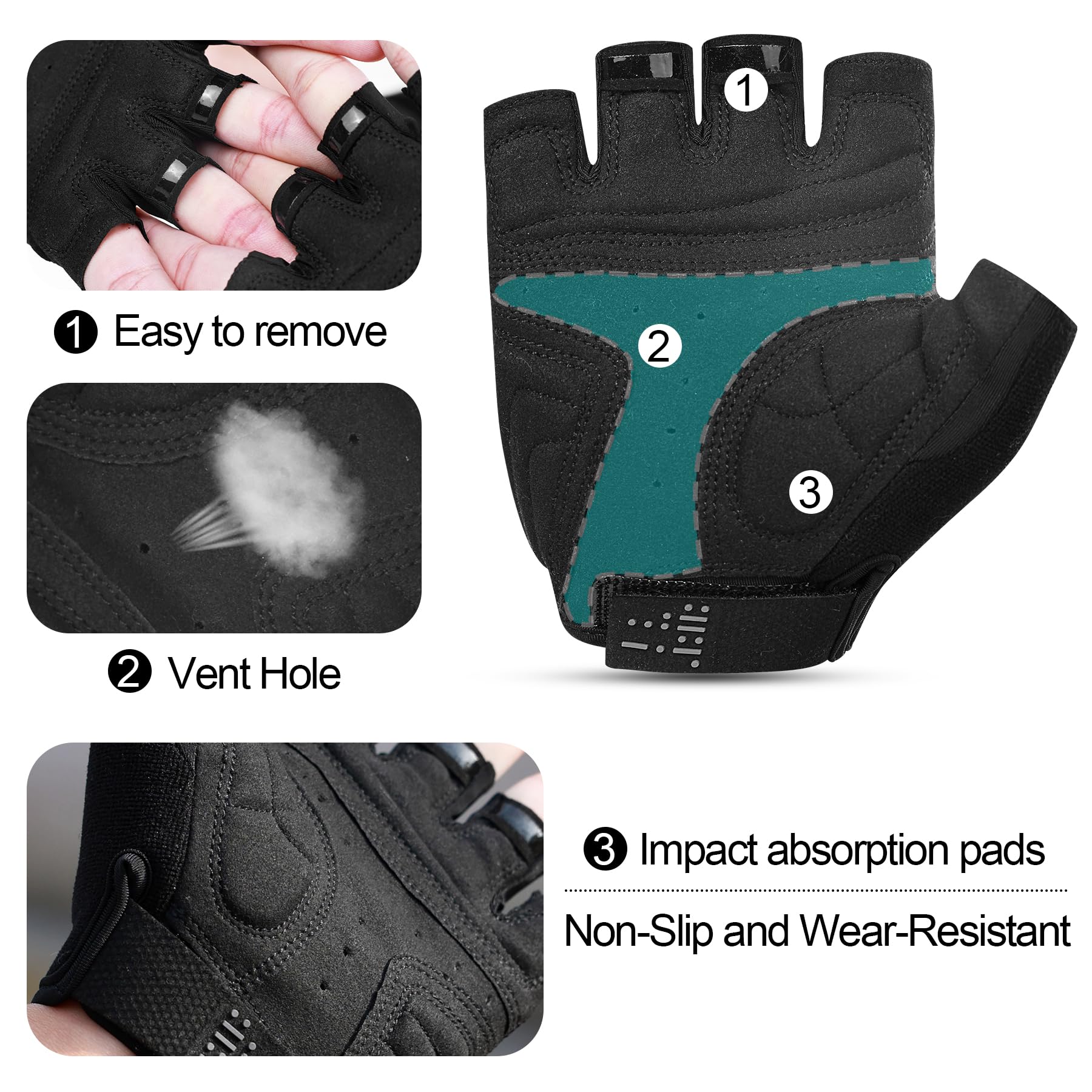 INBIKE Guantes Ciclismo Medio Dedo Verano MTB Transpirable 3mm Acolchado Hombre Mujer