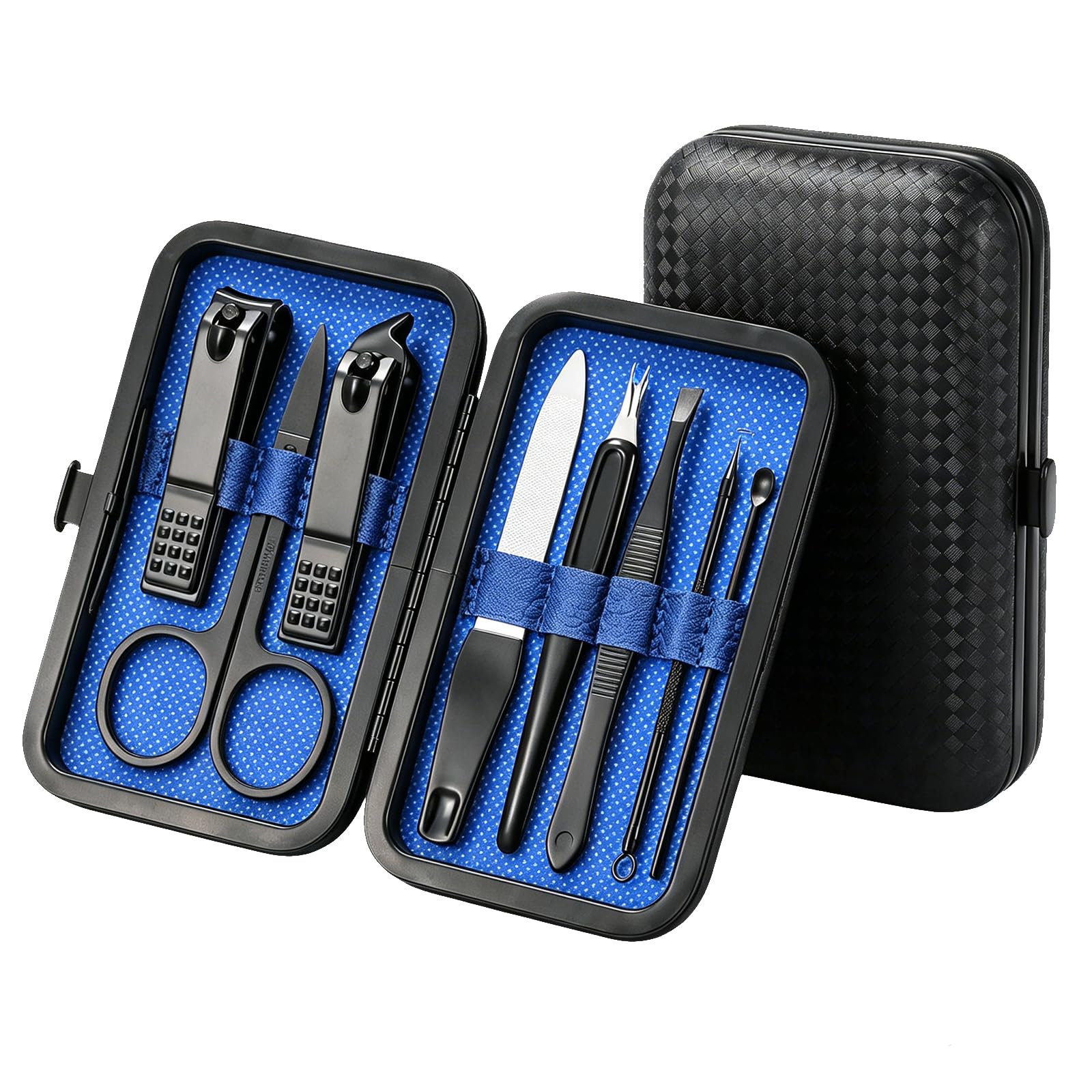 8-Pc Manicure Set,Stocking Stuffers for Men,Teen Boy, Gift Ideal for Dad Blue/Black