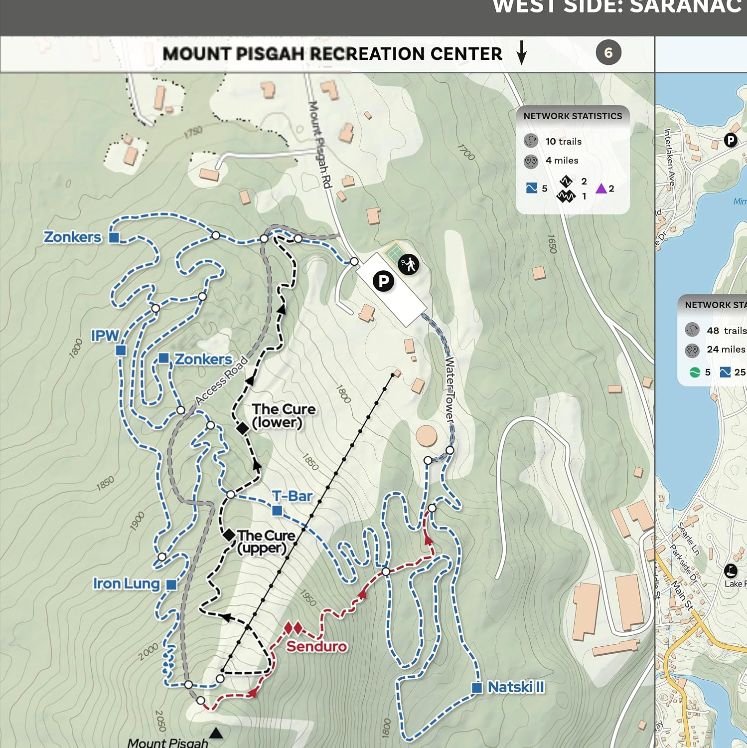 Waterproof GREEN GOAT MAPS Durable BETA Mountain Bike Map (Lake Placid Area)