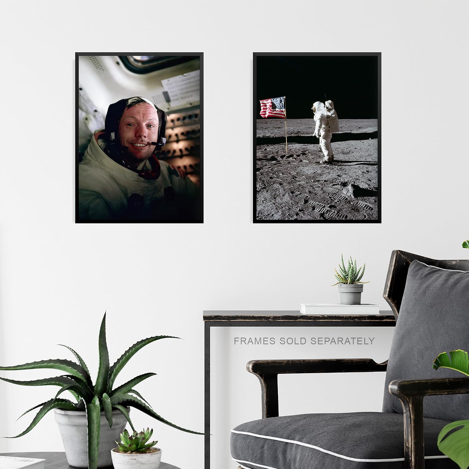 Artery8 Pack of 4 NASA Space Apollo 11 Mission Emblem Moon Landing 50th Anniversary Astronaut Neil Armstrong Buzz Aldrin Unframed 12X16 Inch Wall Art Living Room Prints Set