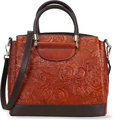 Crossbody Bag For Women Leather Shoulder Bag Purse and Handbag Tote Bag Medium Satchel Vintage Embossing Pattern