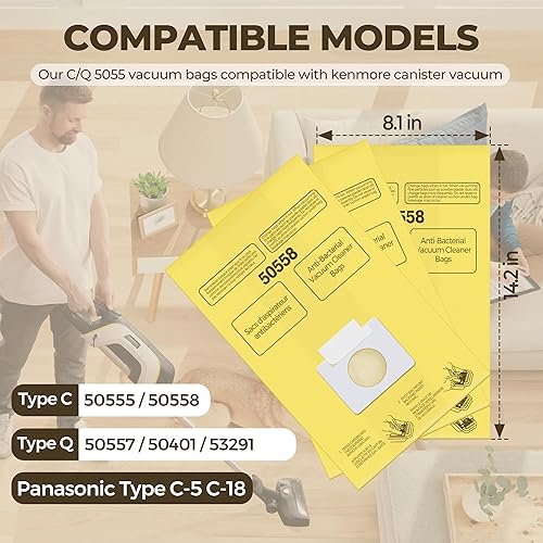 Miniatura 2 de Bolsas de repuesto para aspiradora Kenmore tipo C/Q 5055, 50555, 50557, 50558, 200 Series, 400 Series, 600 Series, 700 Series, 800 Series y
