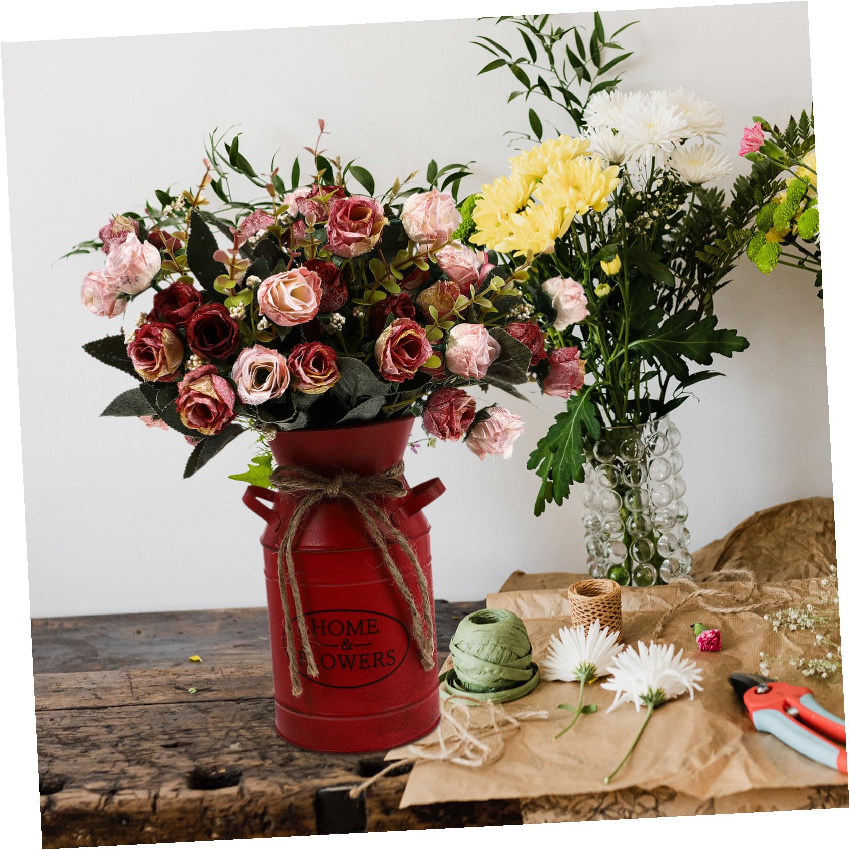 Amazon.com: 4 Pcs Red Milk can Shaped Metal Flower Buckets for