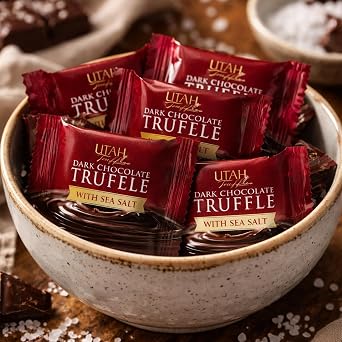 Utah Truffles Dark Chocolate Truffle, Individually Wrapped, Naturally Gluten Free, Gourmet Smooth Truffles 16oz, 34pieces