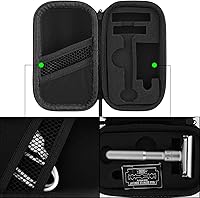 Vista 5 de Linkidea Estuche de viaje rígido con kit de afeitado para cuchillas de afeitar de mango corto y largo y accesorios, compatible con maquinillas