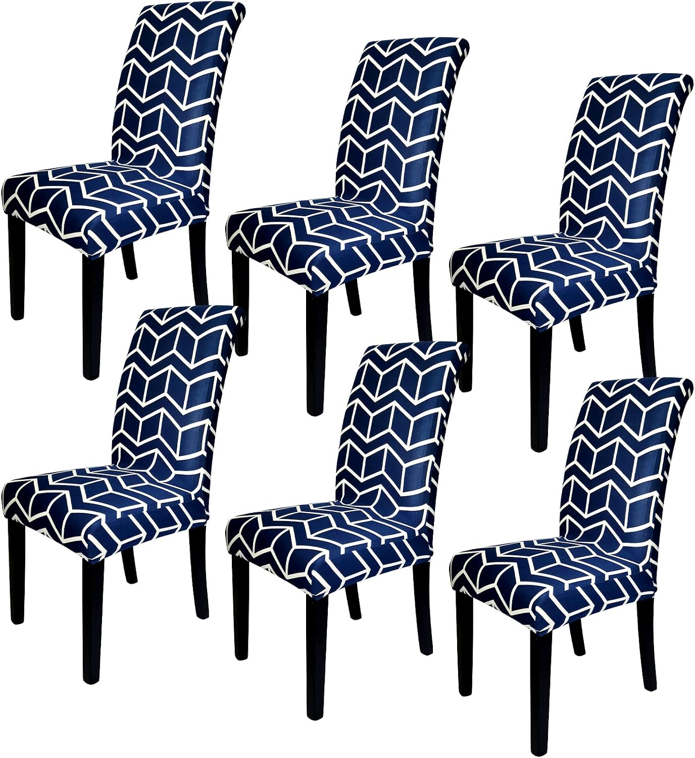 Howhic Chair Covers for Dining Room，Stretchy Patterned Dining Room Chair Covers Set of 6, Washable Dining Chair Covers, Great Decor for Home Hotel Party Banquet (Pattern 02, 6 Pack)