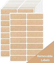 Removable Kraft Label Stickers- Writable Gift Tag Stickers Labels, Self-Adhesive Brown Kraft Label for Essential Oil Bottle, Jars, Food Storage or Gift Decoration-240 PCS