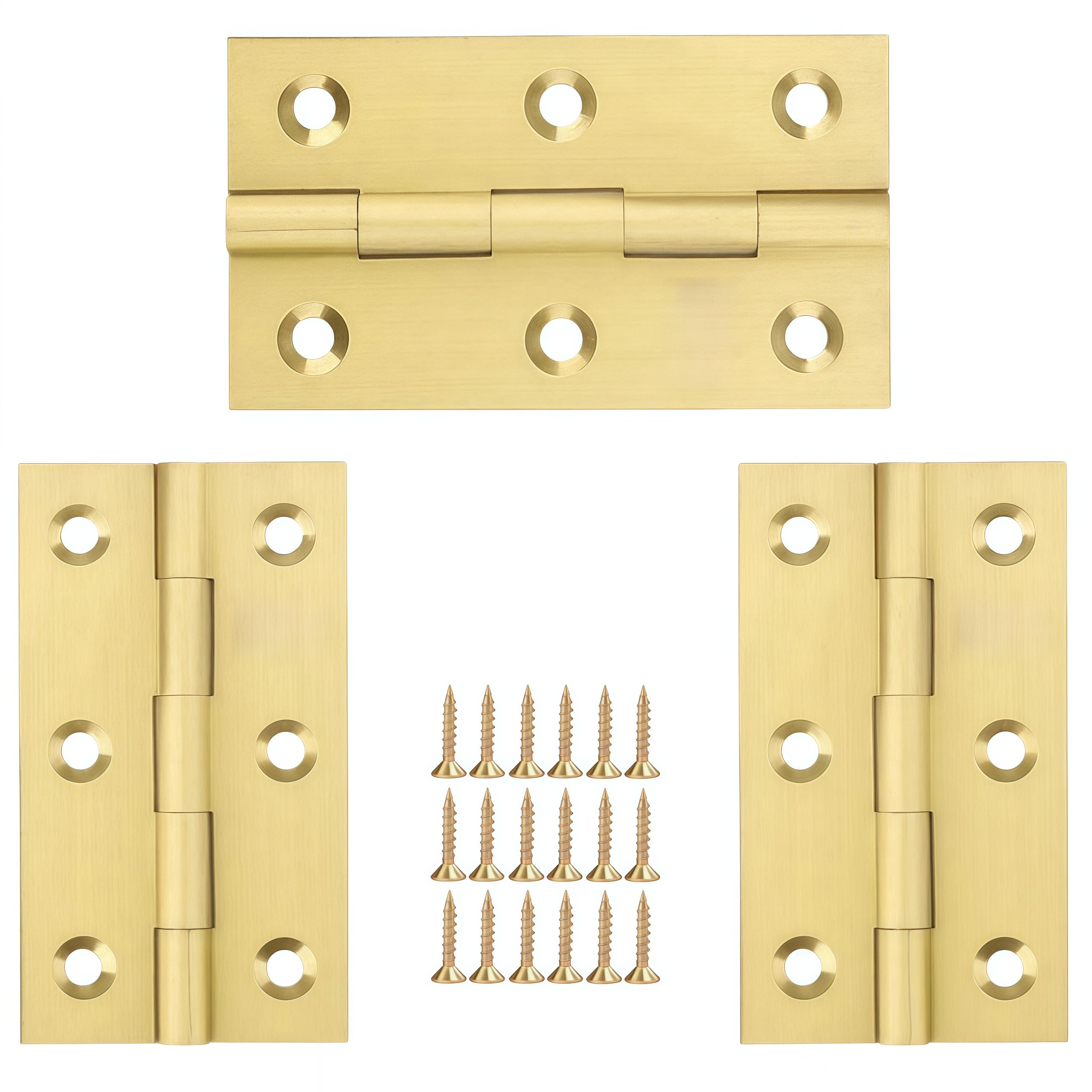 Vbnexyr Regular Hinge 3 Piece Pack Of Brass Folding Hinges For Jewelry Gift Boxes Cabinet Doors And Chests With Screws 3 Inches