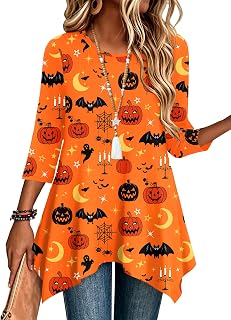 Zeagoo Womens Tops 3/4 Sleeve loose fit dressy Tunics Plus Size Boho Shirts