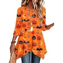 Womens Tops 3/4 Sleeve Loose Fit Dressy Tunics Plus Size Boho Shirts