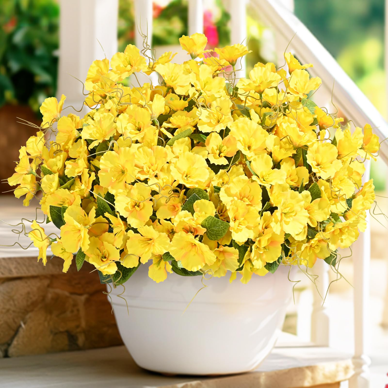 Dolicer 10 Bundles Look Real Artificial Flowers for Outdoors, Realistic Fake Outdoor Flowers, UV Resistant Outdoor Artificial Flower Silk Faux Flower