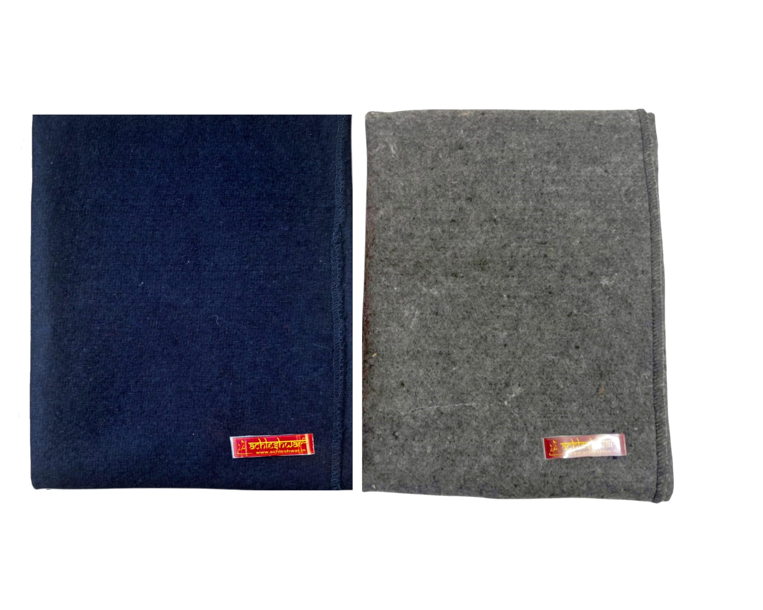 Achleshwar Combo of Premium Dark Blue & Grey Woolen Aasan Completely Handcrafted Perfect Mat for Meditation & Prayers - Soft, Comfortable(Size 23 x 30 Inch)-image-46