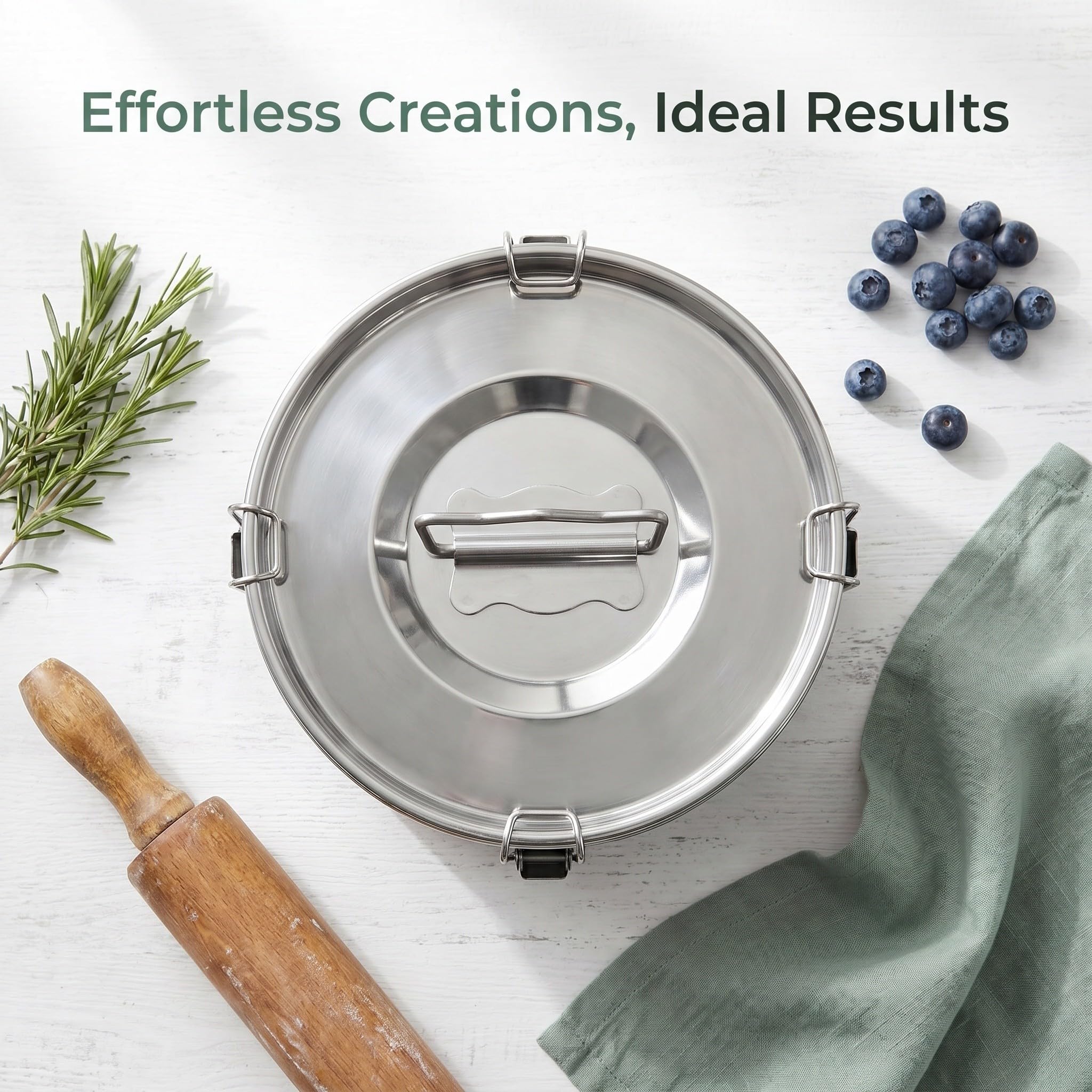 FOMIYES 2-teiliges Edelstahl- -Formen-Set mit Deckel – Tarteform mit Deckel und Schnalle, ergonomischem Griff, antihaftbeschichteter Backform für Käsekuchen, Cupcakes, Puddings und Desserts