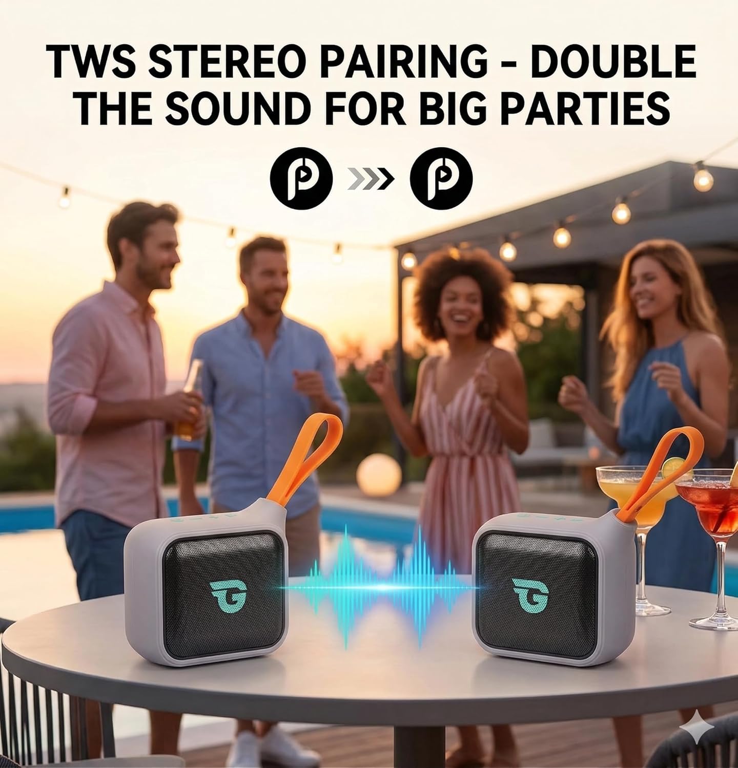 IP67 Waterproof Bluetooth Speaker with 100dB Loud Deep Bass - 20H Playtime Floating Shower Speaker, Integrated Clip-on Strap, Portable Mini Wireless Speaker for Hiking, Beach, Kayak, Golf