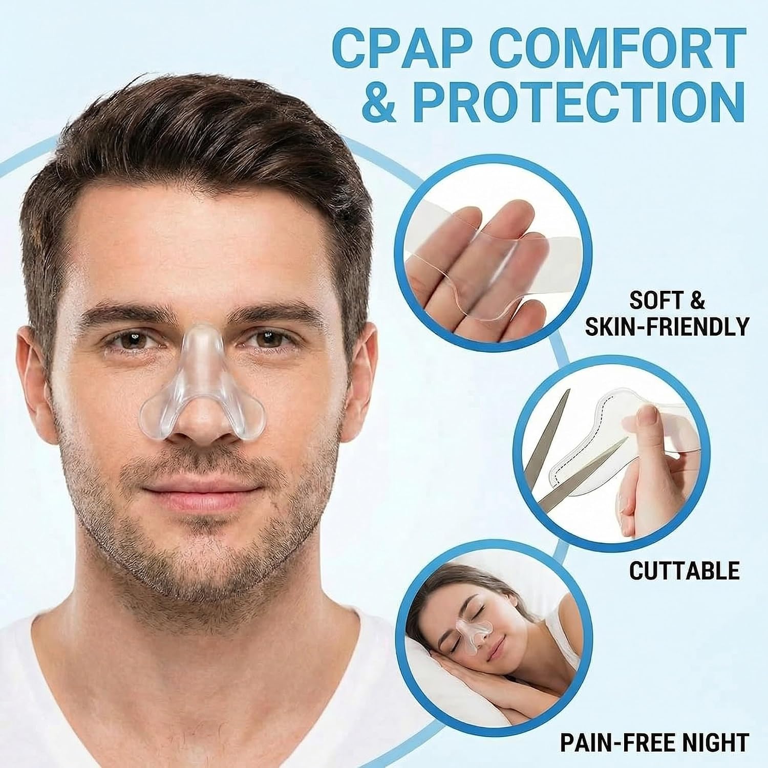 10 Pack CPAP Nose Pads, Universal Fit Medical Silicone Mask Nose Guard, Trimmable Bridge of Nose Protector for Comfort & Reduced Leaks, CPAP Accessories