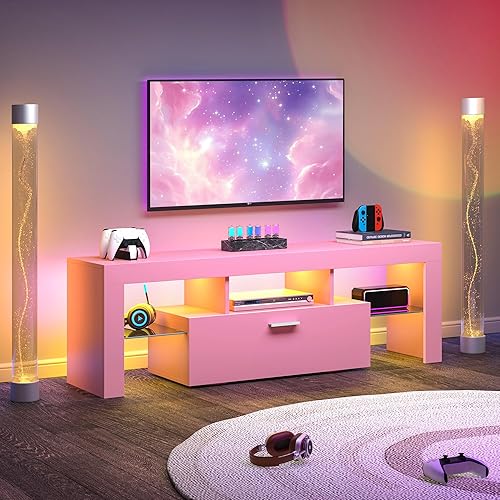Miniatura 2 de Clikuutory Modern Lighting - Soporte de TV de 51 pulgadas con cajón de almacenamiento grande para televisores de 32, 40, 50, 55 pulgadas, consola de