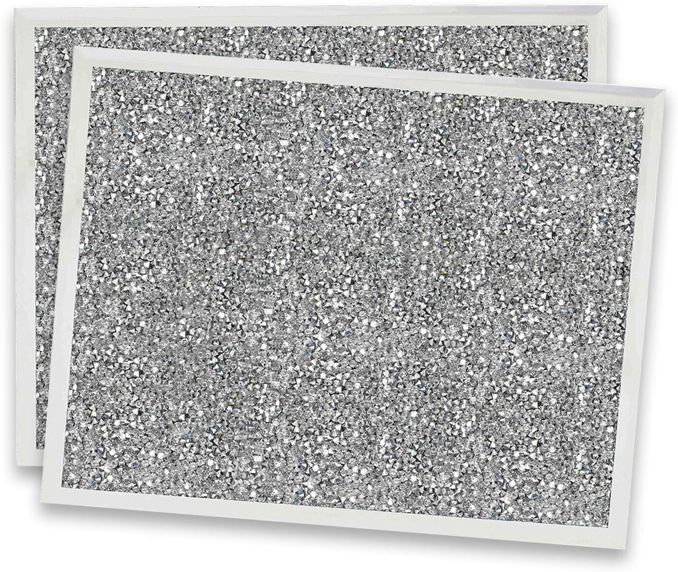 Deenz Set Of 2 Crushed Crystals Mirrored Glass Placemats Glitter Diamante Table Mats Elegant Addition To Your Home Best Gift 22x27cm