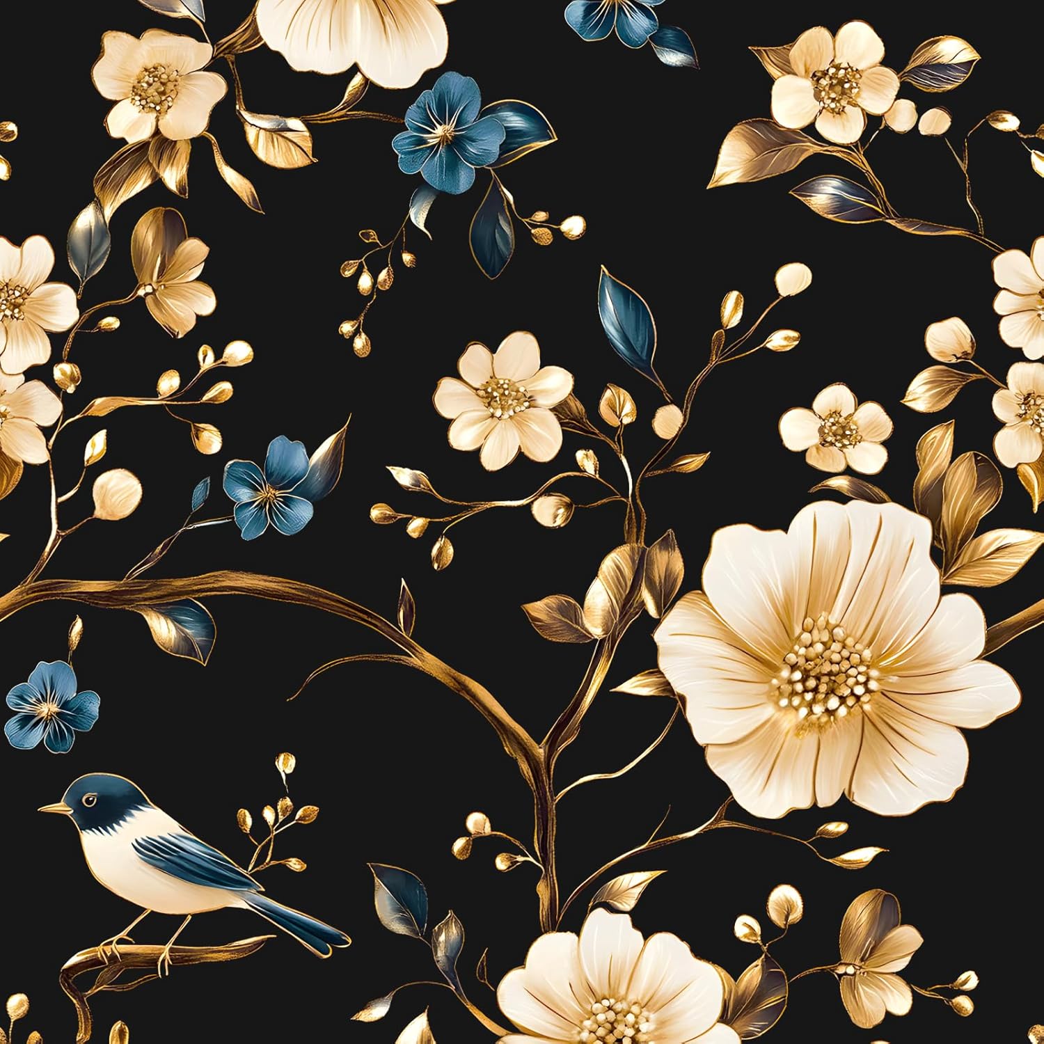 Mushroom Peel and Stick Wallpaper -17.5" x 393" White, Dark Leaf Pattern, Waterproof, Self-Adhesive for Cabinets and Countertops