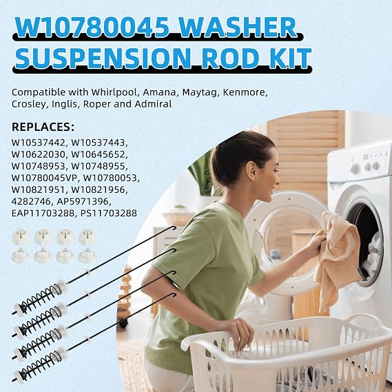 W10780045 WTW4816FW2 NTW4516FW2 NTW4605EW0 NTW4516FW1 WTW4800BQ1 Washer Suspension Rod Kit for Amana Whirlpool Kenmore WTW4800BQ0 RTW4516FW1 WTW4815EW0 NTW4516FW0 WTW4815EW1 WTW4816FW1 W10821951